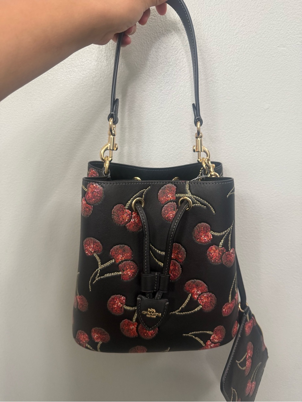 Coach Rowan Bucket Bag With Cherry Print New